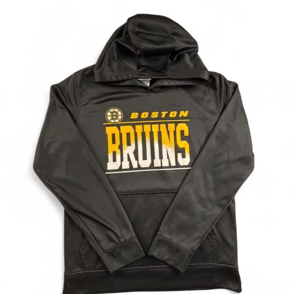 Boston Bruins Hoodie Youth L 14/16 Black NHL Hockey Sweatshirt Kids Pullover
